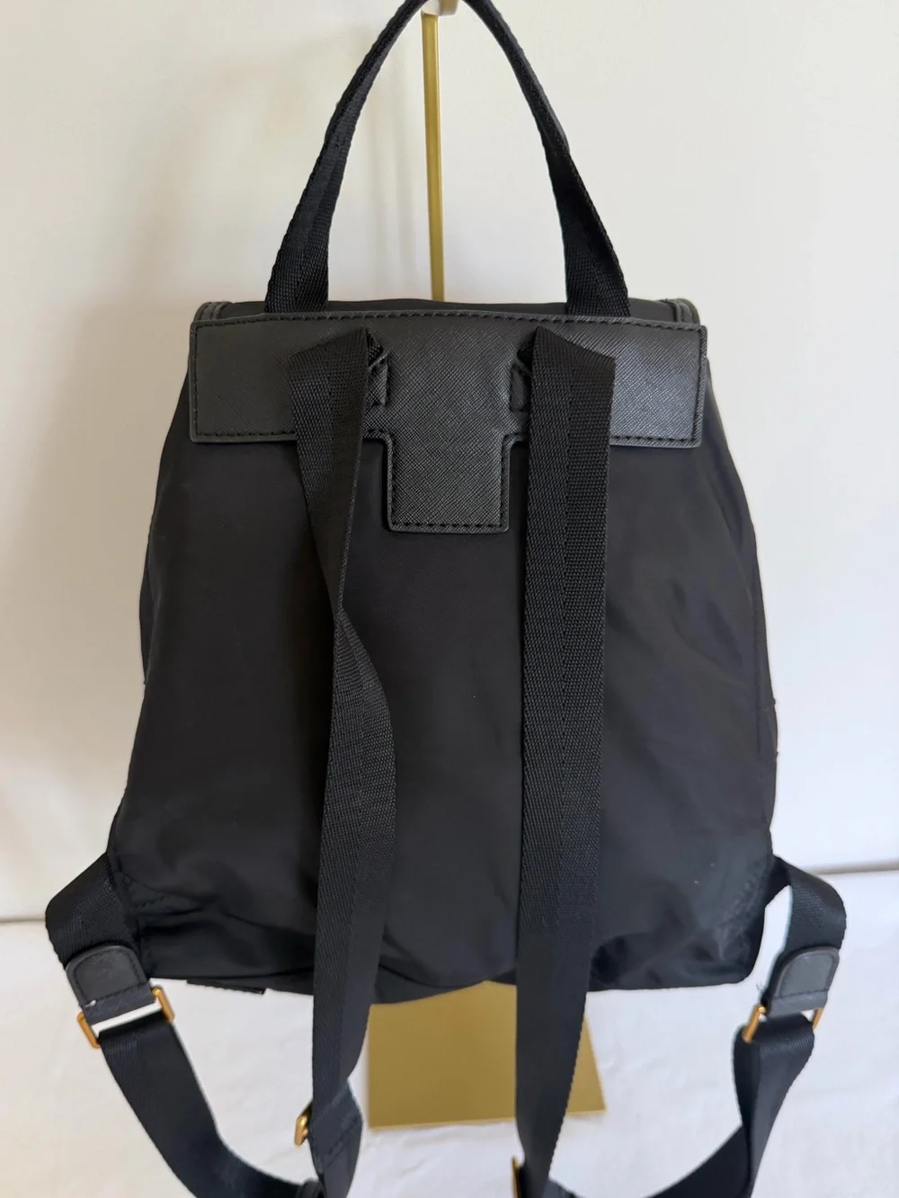Tory Burch Scout Mini Nylon Backpack Black Drawstring Travel Bag